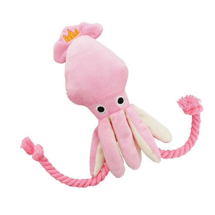 Plush Pink Octopus Squeaky Toy